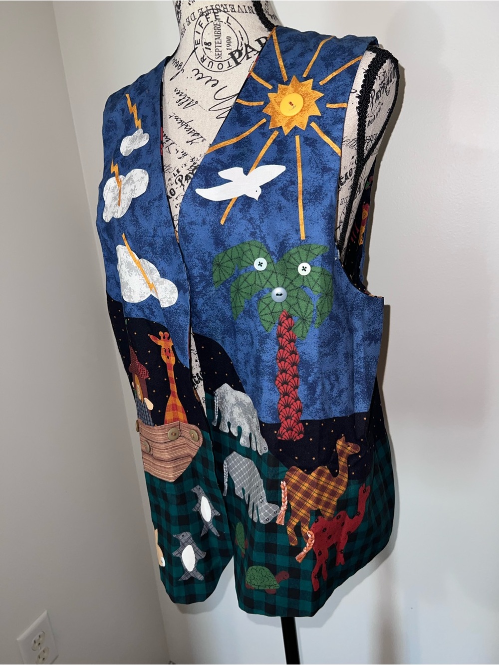 Handmade Noah’s Ark Storytelling Vest Animals 3D Details Teacher Art to Wear - Picture 2 of 11